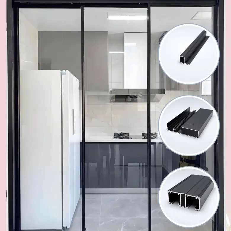 Ultra-narrow sliding door frame profile