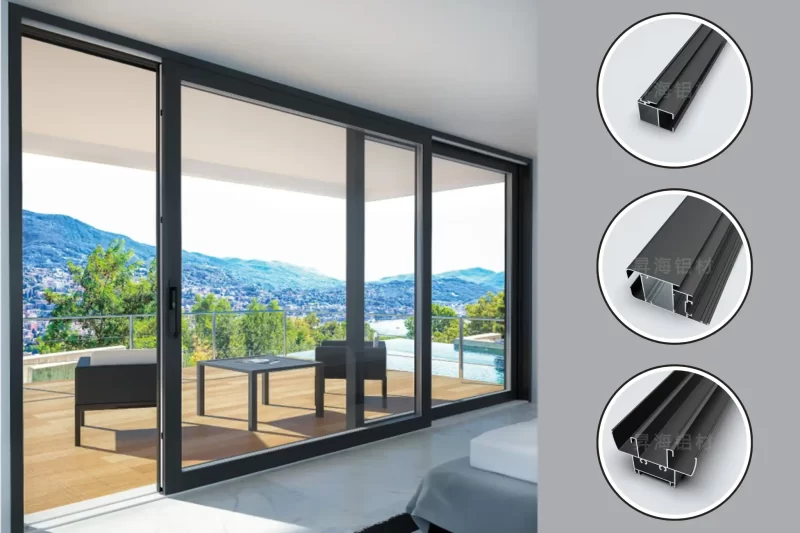 Ultra narrow frame thermal break aluminum exterior sliding door, panoramic patio door for luxury villas with sea mountain view