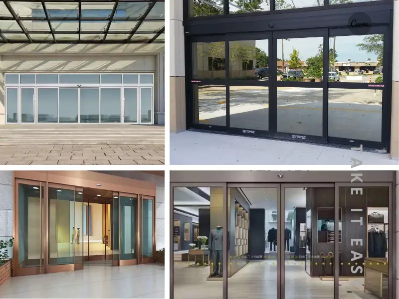 6061-T6 commercial automatic sliding glass doors in multiple finishes for offices hotels malls