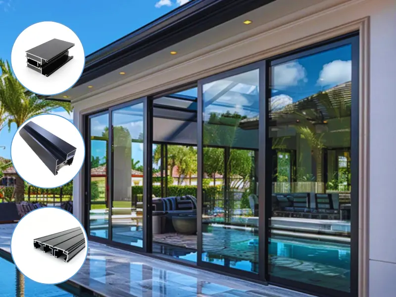 Marine grade thermal break aluminum sliding doors with aluminum extrusion profiles for Middle East coastal villas and commercial projects
